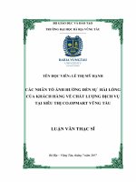 Các nhân tố ảnh hưởng đến sự hài lòng của khách hàng về chất lượng dịch vụ tại siêu thị CO OPMART vũng tà 