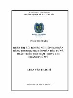 Quản trị rủi ro tác nghiệp tại ngân hàng thương mại cổ phần đầu tư và phát triển việt nam (BIDV)   chi nhánh phú mỹ 