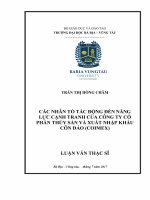 Các nhân tố tác động đến năng lực cạnh tranh của công ty cổ phần thủy sản và xuất nhập khẩu côn đảo (COIMEX) 