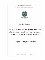Các yếu tố ảnh hưởng đến sự hài lòng đối với dịch vụ tiền gửi tiết kiệm cá nhân tại ngân hàng BIDV phú mỹ 