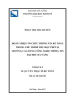 Hoàn thiện tổ chức thông tin kế toán trong chu trình thu học phí tại trường cao đẳng công nghệ thông tin đại học đà nẵng (tt) 