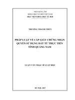 Pháp luật về cấp giấy chứng nhận quyền sử dụng đất từ thực tiễn tỉnh quảng nam