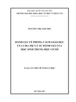 Đánh giá về phong cách giáo dục của cha mẹ và tự đánh giá của học sinh trung học cơ sở