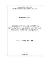 Ngoại giao văn hóa hồ chí minh và sự vận dụng của đảng cộng sản việt nam trong quá trình hội nhập quốc tế 