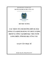 Các nhân tố ảnh hưởng đến sự hài lòng của khách hàng về chất lượng dịch vụ công tại kho bạc nhà nước long điền tỉnh bà rịa – vũng tàu 