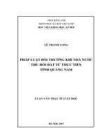 Pháp luật bồi thường khi nhà nước thu hồi đất từ thực tiễn tỉnh quảng nam