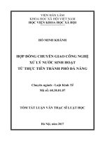 Hợp đồng chuyển giao công nghệ xử lý nước sinh hoạt từ thực tiễn thành phố đà nẵng (tt)