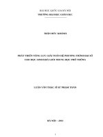 Phát triển năng lực giải toán hệ phương trình đại số cho học sinh khá giỏi trung học phổ thông