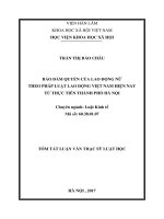 Bảo đảm quyền của lao động nữ theo pháp luật lao động việt nam hiện nay từ thực tiễn thành phố hà nội (tt)