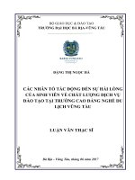 Luận văn thạc sĩ  các nhân tố tác động đến sự hài lòng của sinh viên về chất lượng dịch vụ đào tạo tại trường cao đẳng nghề du lịch vũng tàu 