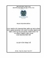 Các nhân tố ảnh hưởng đến sự hài lòng của khách hàng về chất lượng dịch vụ thẻ ATM tại ngân hàng TMCP đầu tư và phát triển việt nam   chi nhánh phú mỹ 