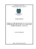 Nghiên cứu môi trường đầu tư và các yếu tố ảnh hưởng đến thu hút đầu tư các khu công nghiệp tỉnh bà rịa – vũng tàu 