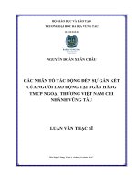 Các nhân tố tác động đến sự gắn kết của người lao động tại ngân hàng TMCP ngoại thương việt nam chi nhánh vũng tàu 