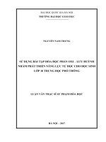 Sử dụng bài tập hóa học phần oxi – lưu huỳnh nhằm phát triển năng lực tự học cho học sinh lớp 10 trung học phổ thông 
