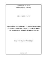 Tương quan giữa nhận thức về sức khỏe tâm thần và hành vi tìm kiếm trợ giúp cho vấn đề sức khỏe tâm thần của học sinh trung học phổ thông 