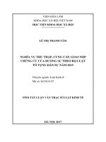 Nghĩa vụ thu thập, cung cấp, giao nộp chứng cứ của đương sự theo bộ luật tố tụng dân sự năm 2015 (tt)