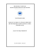 Đánh giá tác động của tín dụng chính thức đến thu nhập hộ gia đình tại huyện an biên, tỉnh kiên giang