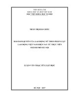 Bảo đảm quyền của lao động nữ theo pháp luật lao động việt nam hiện nay từ thực tiễn thành phố hà nội