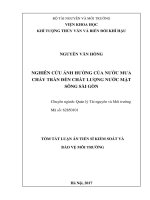 Nghiên cứu ảnh hưởng của nước mưa chảy tràn đến chất lượng nước mặt sông Sài Gòn (tt)