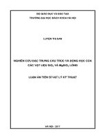 Nghiên cứu đặc trưng cấu trúc và động học của các vật liệu SiO2 và MgSiO3 lỏng (LA tiến sĩ)
