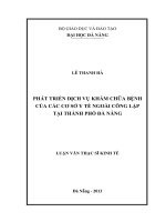 Phát triển dịch vụ khám chữa bệnh của các cơ sở y tế ngoài công lập tại Thành Phố Đà Nẵng