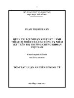 Xây quản trị lợi nhuận khi phát hành thêm cổ phiếu của các công ty niêm yết trên thị trường chứng khoán việt nam (t) 