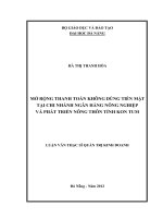 Mở rộng thanh toán không dùng tiền mặt tại chi nhánh ngân hàng NN&PTNT Tỉnh Kon Tum