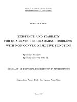 Sự tồn tại và tính ổn định nghiệm của bài toán quy hoạch toàn phương với hàm mục tiêu không lồi (tt)