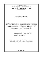 Phân cấp quản lý ngân sách địa phương theo pháp luật việt nam hiện nay từ thực tiễn tỉnh thái nguyên (tt)