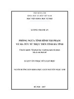 Phòng ngừa tình hình tội phạm về ma túy từ thực tiễn tỉnh Hà Tĩnh (LV thạc sĩ)