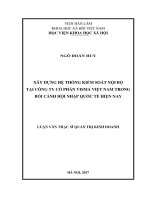 Xây dựng hệ thống kiểm soát nội bộ tại Công ty cổ phần Visma Việt Nam trong bối cảnh hội nhập quốc tế hiện nay (LV thạc sĩ)