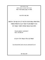 Phân cấp quản lý ngân sách địa phương theo pháp luật Việt Nam hiện nay từ thực tiễn Tỉnh Thái Nguyên