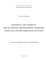 Sự tồn tại và tính ổn định nghiệm của bài toán quy hoạch toàn phương với hàm mục tiêu không lồi (LA tiến sĩ)