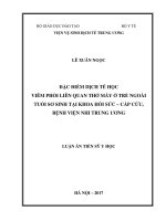 Đặc điểm dịch tễ học viêm phổi liên quan thở máy ở trẻ ngoài tuổi sơ sinh tại khoa Hồi sức  cấp cứu, Bệnh viện Nhi Trung ương