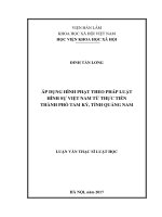 Áp dụng hình phạt theo pháp luật hình sự Việt Nam từ thực tiễn thành phố Tam Kỳ, tỉnh Quảng Nam (LV thạc sĩ)
