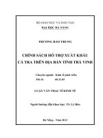 Chính sách hỗ trợ xuất khẩu cá tra trên địa bàn Tỉnh Trà Vinh