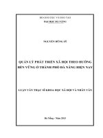 Quản lý phát triển xã hội theo hướng bền vững ở Thành phố Đà Nẵng hiện nay
