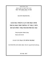 Giáo dục pháp luật cho học sinh trung học phổ thông từ thực tiễn huyện phúc thọ, thành phố hà nội