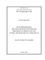 Quyết định hình phạt đối với người dưới 18 tuổi phạm tội theo pháp luật hình sự việt nam từ thực tiễn huyện bến lức, tỉnh long an