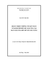 Hoàn thiện hệ thống thông tin kế toán về kinh phí đền bù giải tỏa tại ban giải tỏa dền bù số 2 Đà Nẵng