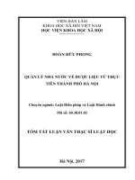 Quản lý nhà nước về dược liệu từ thực tiễn tại thành phố hà nội (tt) 