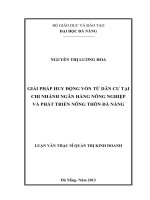 Giải pháp huy động vốn từ dân cư tại chi nhánh Ngân hàng Nông Nghiệp và phát triển nông thôn Đà Nẵng.
