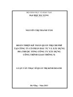 Hoàn thiện kế toán quản trị chi phí tại công ty cổ phần đầu tư và xây dựng 501 (thuộc tổng công ty xây dựng công trình giao thông 5)