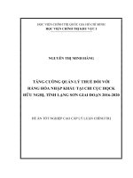 Tăng cường quản lý thuế đối với hàng hóa nhập khẩu tại Chi cục HQCK Hữu Nghị, tỉnh Lạng Sơn giai đoạn 20162020