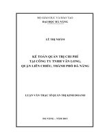Kế toán quản trị chi phí tại công ty TNHH Vân Long, Quận Liên Chiểu, Thành phố Đà Nẵng .