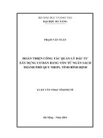 Hoàn thiện công tác quản lý đầu tư xây dựng cơ bản bằng vốn từ ngân sách thành phố Quy Nhơn, tỉnh Bình Định.