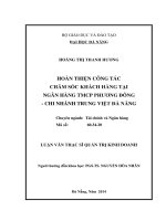 Hoàn thiện công tác chăm sóc khách hàng tại ngân hàng thương mại cổ phần Phương Đông - Chi nhánh Trung Việt Đà Nẵng.