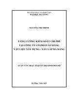 Tăng cường kiểm soát chi phí tại công ty cổ phần xi măng vật liệu xây dựng - xây lắp Đà Nẵng