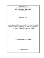 Bảo đảm quyền con người của người bị bắt theo pháp luật tố tụng hình sự Việt nam từ thực tiễn tỉnh Quảng Bình