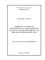 Nghiên cứu các nhân tố ảnh hưởng đến sự lựa chọn chính sách kế toán của các doanh nghiệp xây lắp trên địa bàn thành phố Đà Nẵng